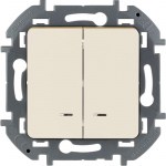 Выключатель двухклавишный с подсветкой/индикацией Legrand Inspiria для скрытого монтажа, цвет 